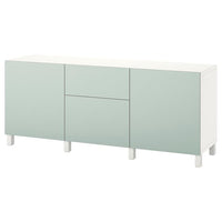 BESTÅ - Storage combination with drawers, white/Hjortviken pale grey-green, 180x42x74 cm - best price from Maltashopper.com 39421858
