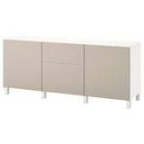 BESTÅ storage combination with drawers, white Lappviken/Stubbarp/light grey/beige, 180x42x74 cm