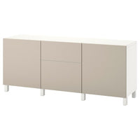 BESTÅ - Storage combination with drawers, white Lappviken/Stubbarp/light grey/beige, 180x42x74 cm - best price from Maltashopper.com 79440256