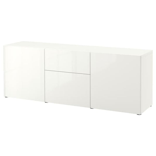 Ikea BESTÅ - Storage combination with drawers, white/Selsviken high-gloss/white, 180x42x65 cm