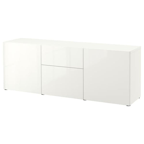 BESTÅ - Storage combination with drawers, white/Selsviken high-gloss/white, 180x42x65 cm