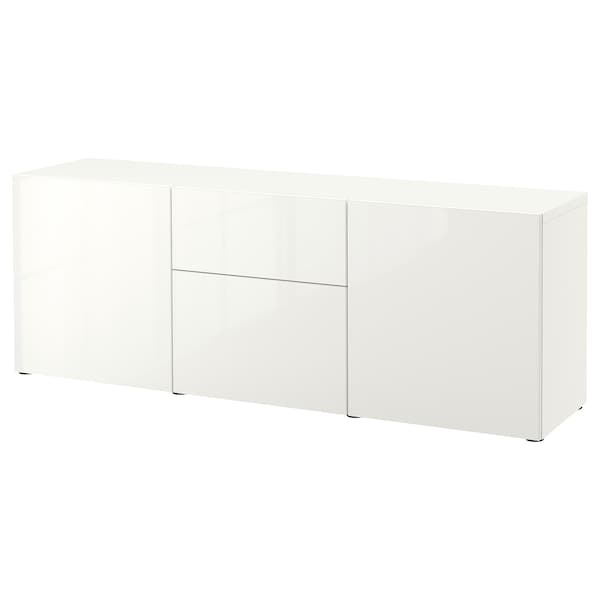 BESTÅ - Storage combination with drawers, white/Selsviken high-gloss/white, 180x42x65 cm - best price from Maltashopper.com 79325195