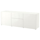 BESTÅ storage combination with drawers, white/Selsviken high-gloss/white, 180x42x65 cm