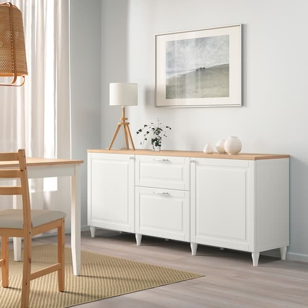 BESTÅ - Storage combination with drawers, white/Smeviken/Kabbarp white, 180x42x76 cm - best price from Maltashopper.com 09387790