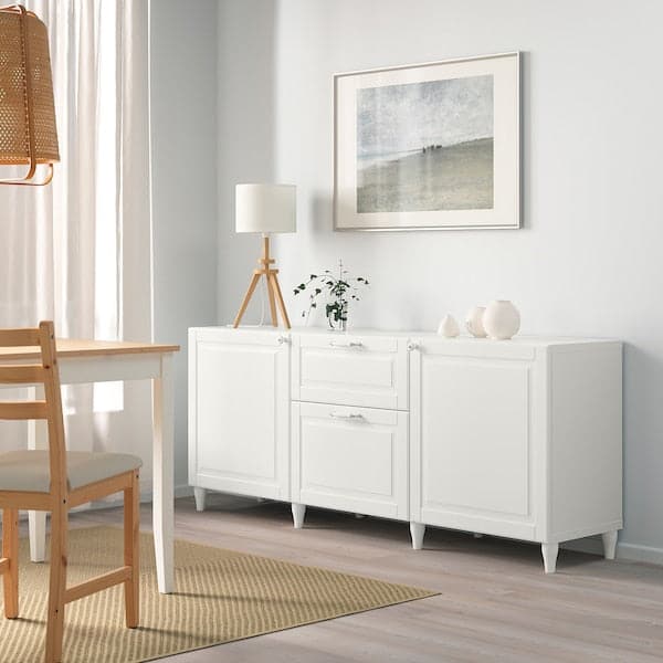 BESTÅ - Storage combination with drawers, white/Smeviken/Kabbarp white, 180x42x74 cm - best price from Maltashopper.com 49412679