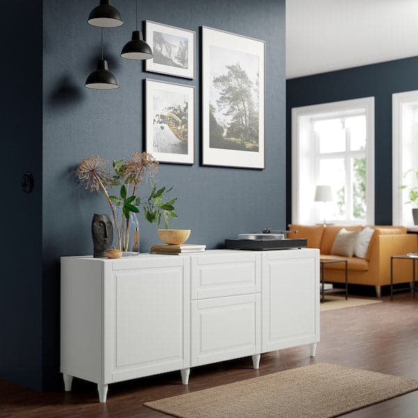 BESTÅ - Storage combination with drawers, white/Smeviken/Kabbarp white, 180x42x74 cm - best price from Maltashopper.com 49412679