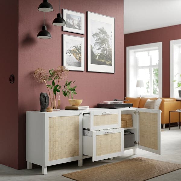 BESTÅ - Storage combination with drawers, white Studsviken/Stubbarp/white poplar, 180x42x74 cm - best price from Maltashopper.com 49440267