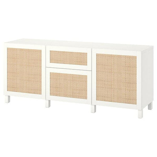 BESTÅ - Storage combination with drawers, white Studsviken/Stubbarp/white poplar, 180x42x74 cm