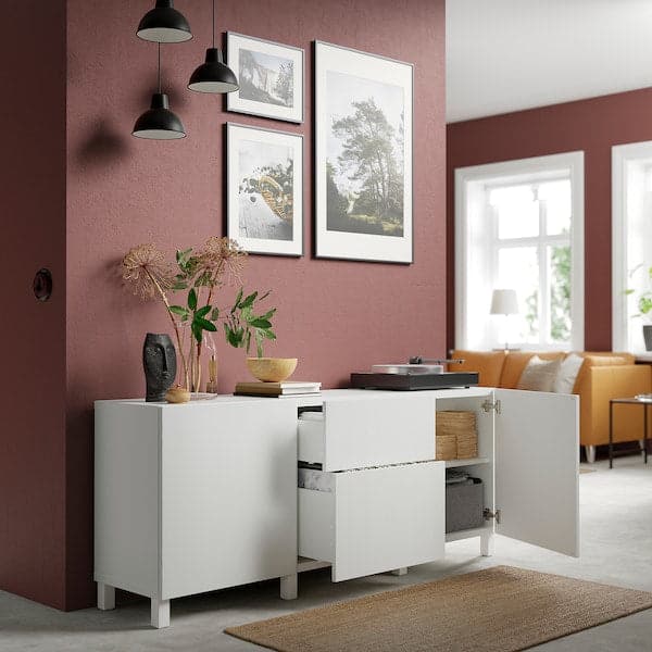 BESTÅ - Storage combination with drawers, white/Timmerviken/Stubbarp white, 180x42x74 cm - best price from Maltashopper.com 09421850