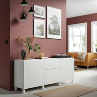 BESTÅ - Storage combination with drawers, white/Västerviken/Stubbarp white, 180x42x74 cm - best price from Maltashopper.com 79440275