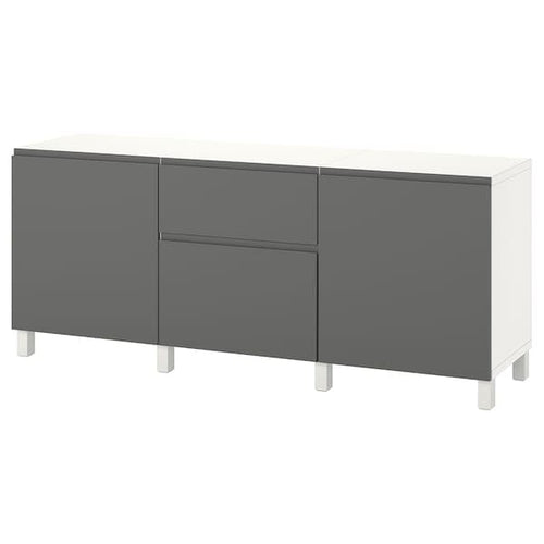BESTÅ - Storage combination with drawers, white/Västerviken/Stubbarp dark grey, 180x42x74 cm