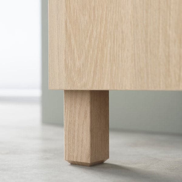 BESTÅ Furniture with drawers - oak effect with white mordant Hanviken/Sindvik/Stubbarp white oak effect glass 180x42x74 cm , 180x42x74 cm - best price from Maltashopper.com 49421947