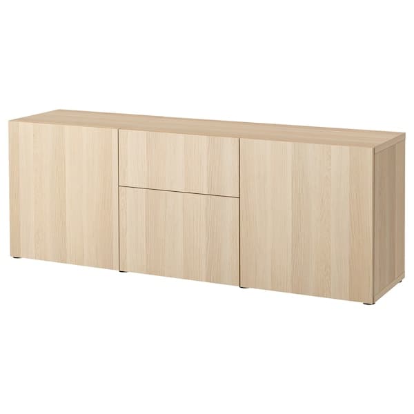 BESTÅ - Storage combination with drawers, white stained oak effect/Lappviken white stained oak effect, 180x42x65 cm - best price from Maltashopper.com 79412668