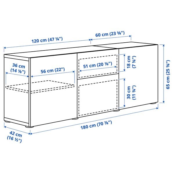 BESTÅ - Furniture with drawers , 180x42x65 cm - best price from Maltashopper.com 69325186