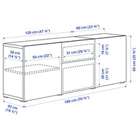 BESTÅ - Storage combination with drawers, white stained oak effect/Selsviken high-gloss/white, 180x42x65 cm - best price from Maltashopper.com 39412670