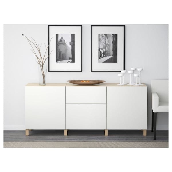 BESTÅ - Storage combination with drawers, white stained oak effect/Lappviken white, 180x40x74 cm - best price from Maltashopper.com 29195672
