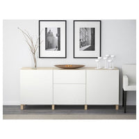 BESTÅ - Storage combination with drawers, white stained oak effect/Lappviken white, 180x40x74 cm - best price from Maltashopper.com 29195672