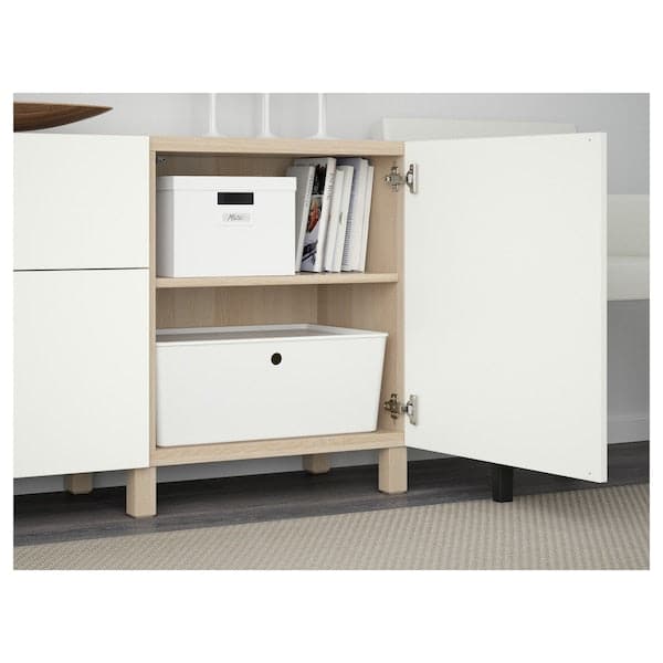 Ikea BESTÅ - Storage combination with drawers, white stained oak effect/Lappviken white, 180x42x74 cm