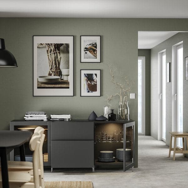Ikea BESTÅ - Storage combination with drawers, dark grey Lappviken/Sindvik dark grey, 180x42x74 cm