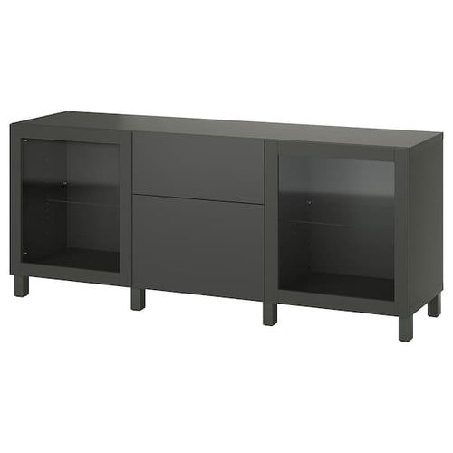 BESTÅ - Storage combination with drawers, dark grey Lappviken/Sindvik/Stubbarp dark grey, 180x42x74 cm