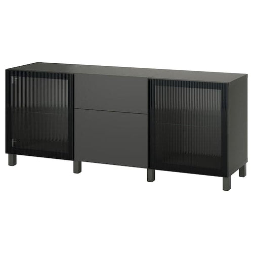 BESTÅ - BESTÅ Storage combination with drawers, dark grey Lappviken/Stubbarp/Fällsvik anthracite, 180x42x74 cm