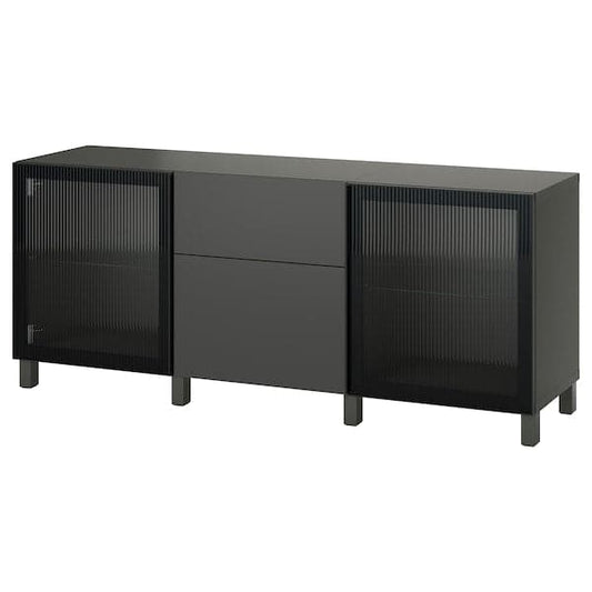 Ikea BESTÅ - Storage combination with drawers, dark grey Lappviken/Stubbarp/Fällsvik anthracite, 180x42x74 cm