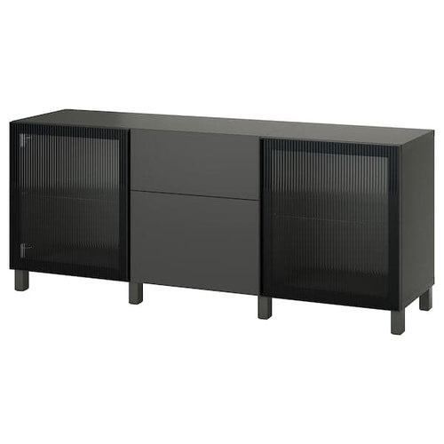 BESTÅ - Storage combination with drawers, dark grey Lappviken/Stubbarp/Fällsvik anthracite, 180x42x74 cm