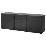 BESTÅ storage combination with drawers, black-brown/Hanviken black-brown, 180x42x65 cm