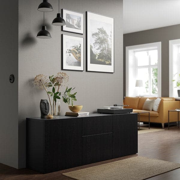 BESTÅ - Storage combination with drawers, black-brown/Lappviken black-brown, 180x42x65 cm - best price from Maltashopper.com 89325166