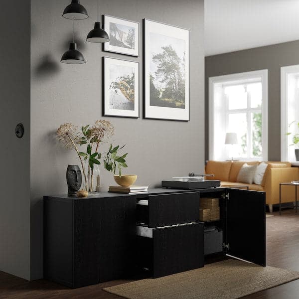 BESTÅ - Storage combination with drawers, black-brown/Lappviken black-brown, 180x42x65 cm - best price from Maltashopper.com 79412649