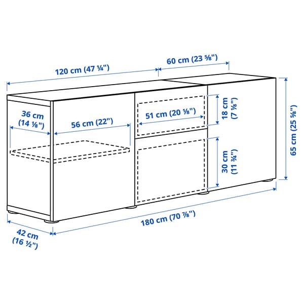 Ikea BESTÅ - Storage combination with drawers, black-brown/Lappviken black-brown, 180x42x65 cm