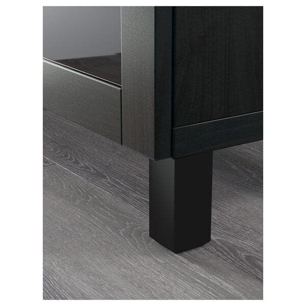 Ikea BESTÅ - Storage combination with drawers, black-brown Lappviken/Sindvik/Stubbarp black-brown clear glass, 180x42x74 cm