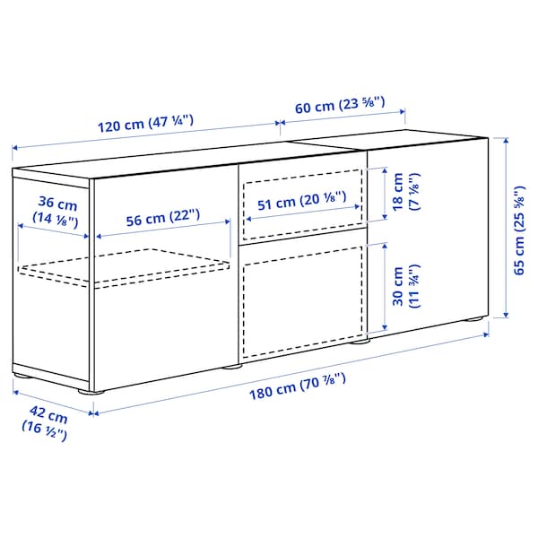 BESTÅ - Storage combination with drawers, black-brown Lappviken/Sindvik black-brown clear glass, 180x42x65 cm - best price from Maltashopper.com 99412648