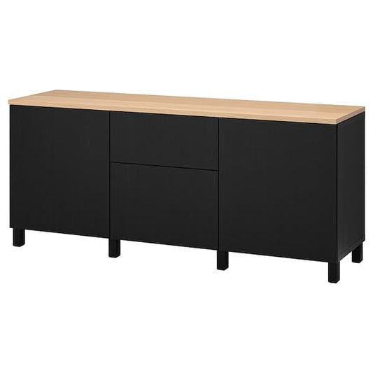 BESTÅ - Storage combination with drawers, black-brown/Lappviken/Stubbarp black-brown, 180x42x76 cm - best price from Maltashopper.com 39440461