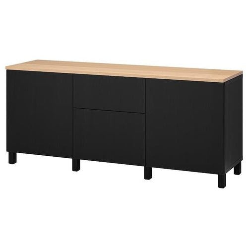 BESTÅ - Storage combination with drawers, black-brown/Lappviken/Stubbarp black-brown, 180x42x76 cm