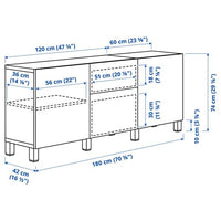 BESTÅ - Storage combination with drawers, black-brown/Riksviken brushed dark pewter effect, 180x42x74 cm - best price from Maltashopper.com 19440264