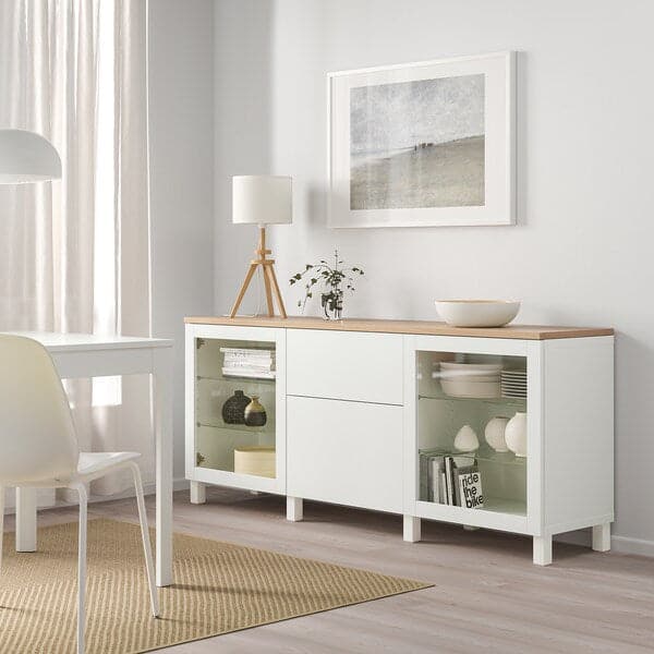 Ikea BESTÅ - Storage combination with drawers, Sindvik white/Lappviken/Stubbarp white, 180x42x76 cm