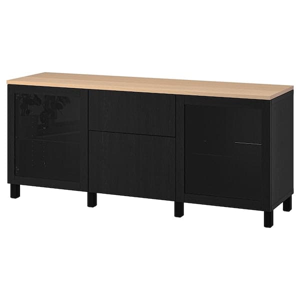 Ikea BESTÅ - Storage combination with drawers, Sindvik black/Lappviken/Stubbarp black-brown, 180x42x76 cm