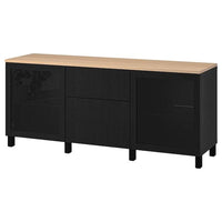 BESTÅ storage combination with drawers, Sindvik black/Lappviken/Stubbarp black-brown, 180x42x76 cm