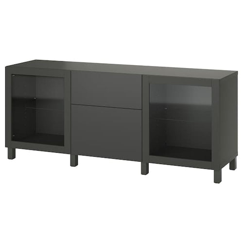 BESTÅ - BESTÅ Storage combination with drawers, dark grey Lappviken/Sindvik/Stubbarp dark grey, 180x42x74 cm