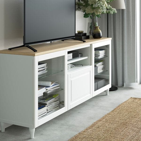 BESTÅ - Top panel for TV, oak veneer, 180x42 cm - best price from Maltashopper.com 80496365