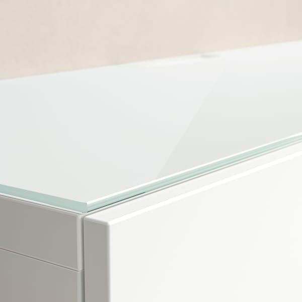 BESTÅ - Top panel for TV, glass white/light green, 120x40 cm - best price from Maltashopper.com 10540772