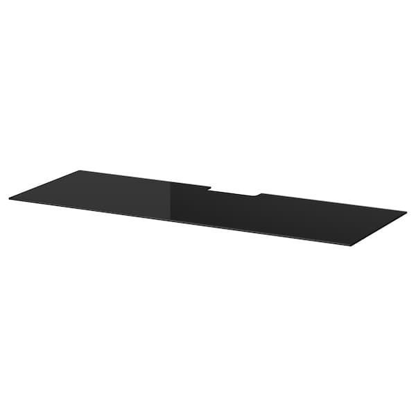 BESTÅ - Top panel for TV, glass black, 120x40 cm - best price from Maltashopper.com 80295300