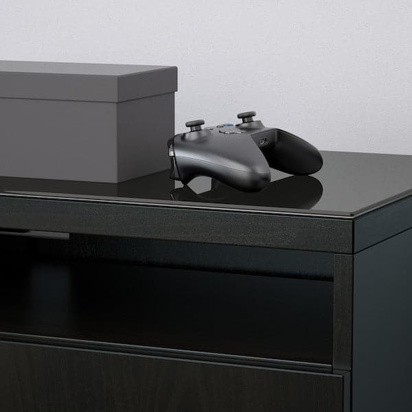 Ikea BESTÅ - Top panel for TV, glass black, 180x40 cm