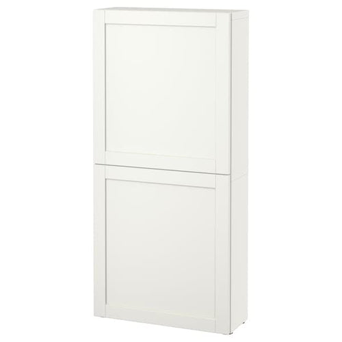 BESTÅ wall cabinet with 2 doors, white/Hanviken white, 60x22x128 cm