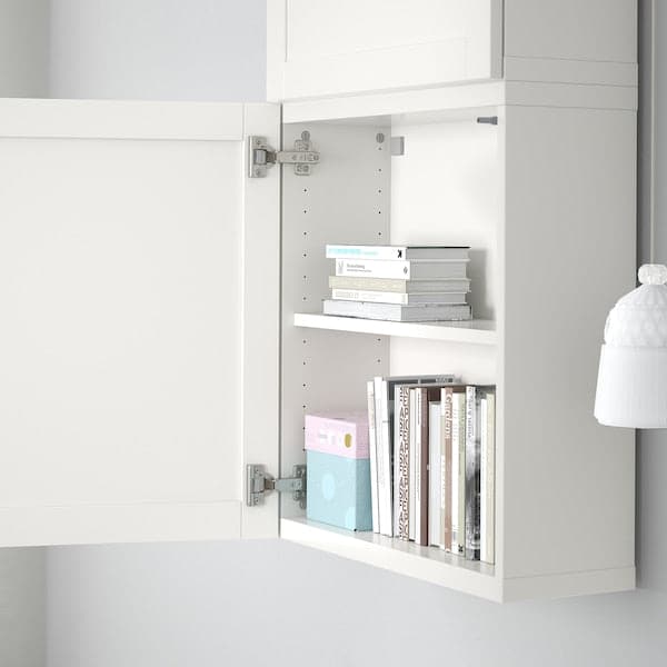 Ikea BESTÅ - Wall cabinet with 2 doors, white/Hanviken white, 60x22x128 cm