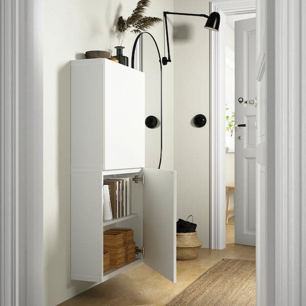 BESTÅ - Wall cabinet with 2 doors, white/Laxviken white, 60x22x128 cm - best price from Maltashopper.com 29421972