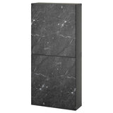 BESTÅ wall cabinet with 2 doors, dark grey Bergsviken/black marble effect, 60x22x128 cm
