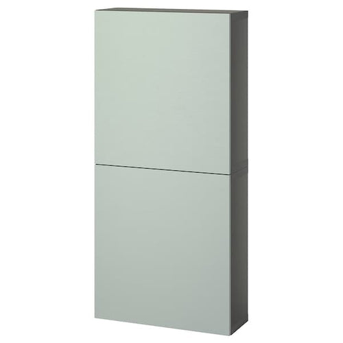 BESTÅ - Wall cabinet with 2 doors, dark grey/Hjortviken pale grey-green, 60x22x128 cm