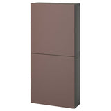 BESTÅ wall cabinet with 2 doors, dark grey/Hjortviken brown, 60x22x128 cm